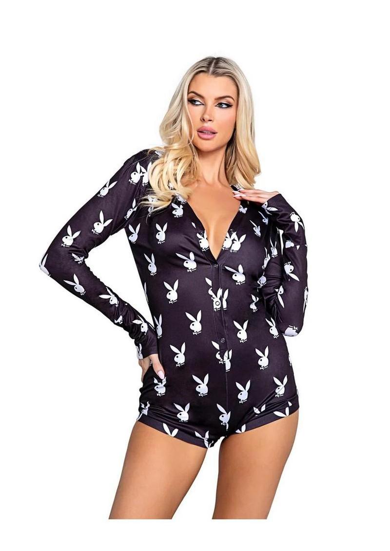 Playboy Slumber Bunny Romper – 3XLarge/4XLarge – Black/White
