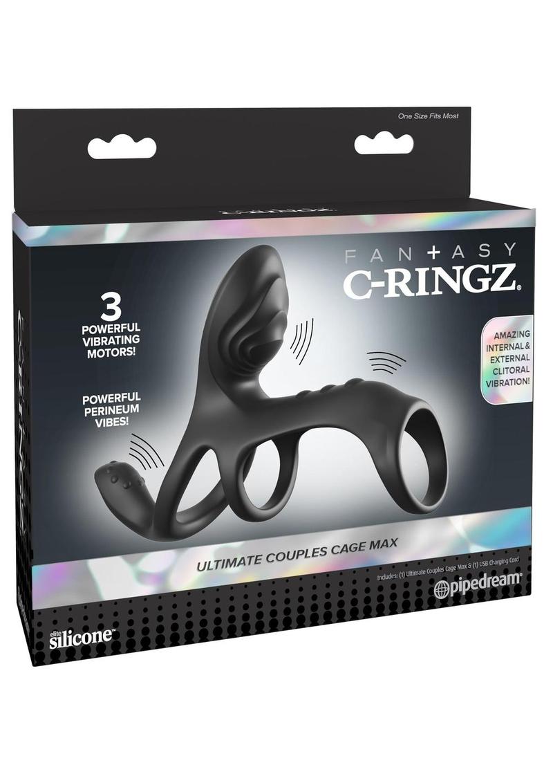 Fantasy C-Ringz Ultimate Couples Cage Max Vibrating Cock Ring – Black