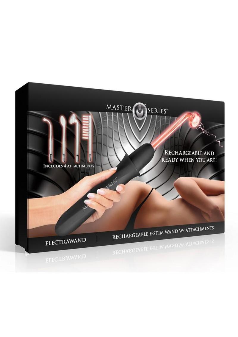 Elektrawand Rechargeable E-Stim Wand with Attachments -Black